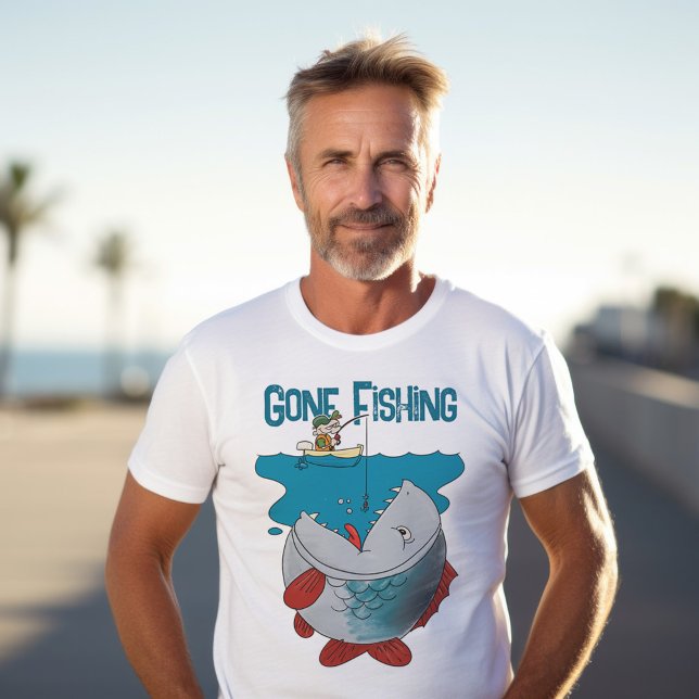 Gone Fishing Waiting For The Big Catch Cartoon T-Shirt (Creator Uploaded)