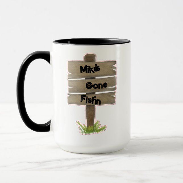 "Gone Fish'n" Personalised Coffee Mug (Left)