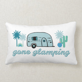 Gone Glamping Camper RV Camping Adventure Quote Lumbar Cushion