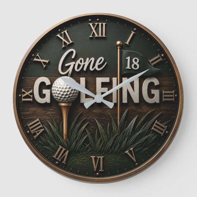 Gone Golfing Funny Golf Lover Gift  Large Clock (Front)