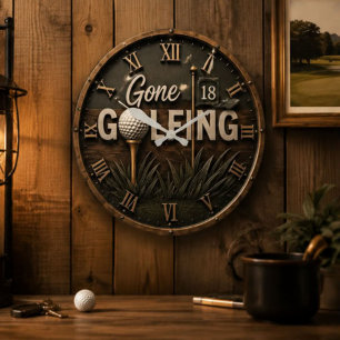 Gone Golfing Funny Golf Lover Gift  Large Clock