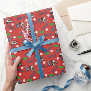 Gone Golfing on Bright Red Wrapping Paper