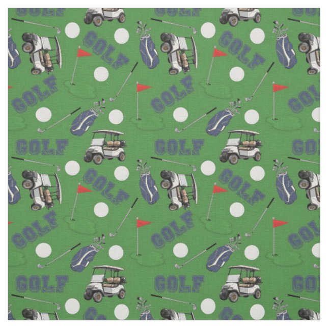 Gone Golfing on Grass Green Fabric (Swatch)