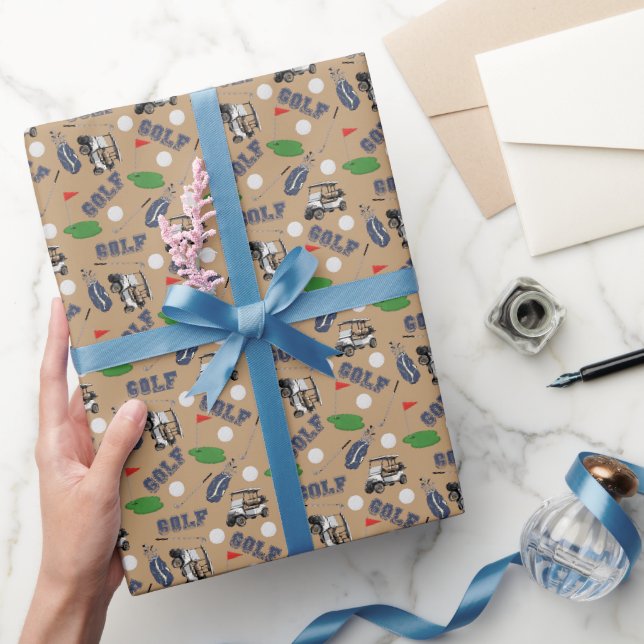 Gone Golfing on Wood Brown Wrapping Paper (Gifting)