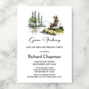 Gone River Fishing Retirement Party Invitation