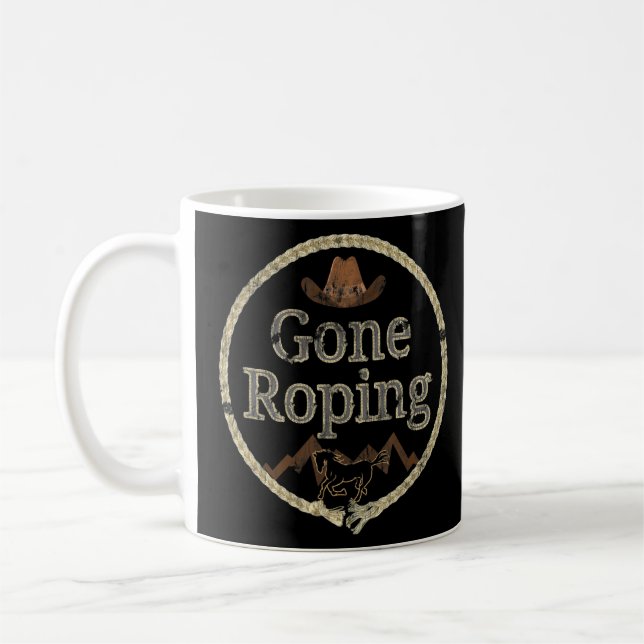 Gone Roping Rodeo Team Roping  Coffee Mug (Left)