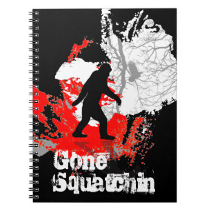 Gone Squatchin, black bigfoot Spiral Notebook