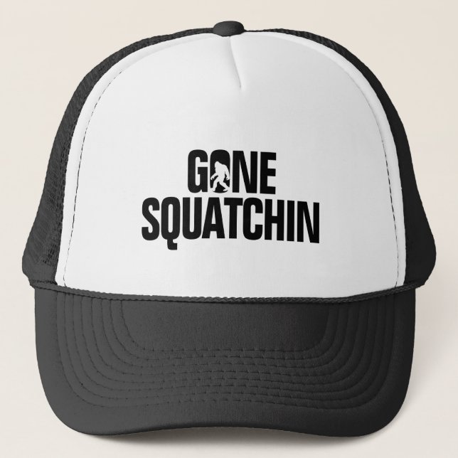 Gone Squatchin - Black / White Silhouette Trucker Hat (Front)