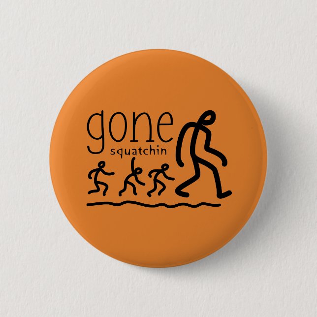 Gone Squatchin Cartoon 6 Cm Round Badge (Front)