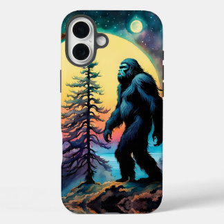 Gone Squatchin' Colourful Sasquatch Landscape iPhone 16 Plus Case