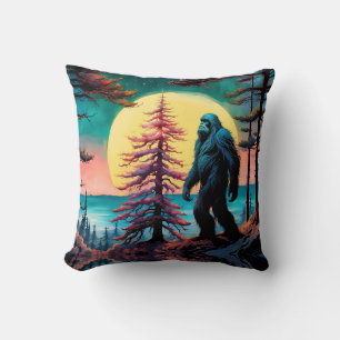 Gone Squatchin' Colourful Sasquatch Landscape Cushion