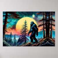 Gone Squatchin' Colourful Sasquatch Landscape