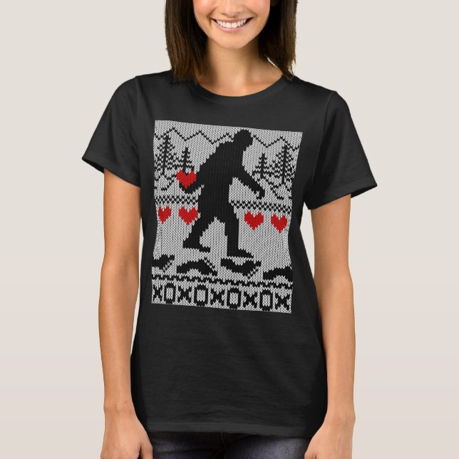 Gone Squatchin For Love Ugly Knit Style T-Shirt (Front)