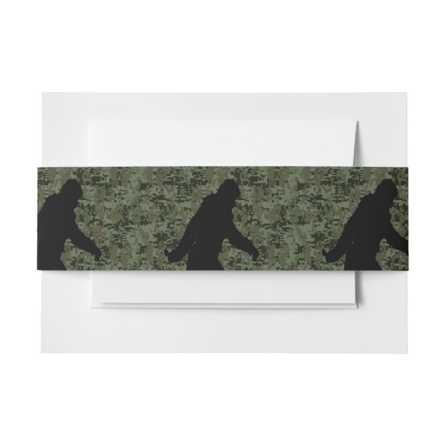 Gone Squatchin For on Olive Digital Camouflage Invitation Belly Band (Front Example)
