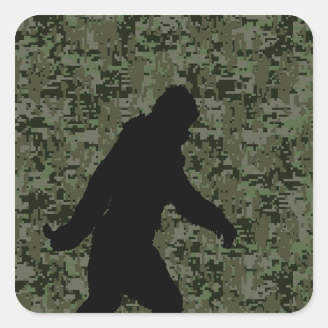 Gone Squatchin For on Olive Digital Camouflage Square Sticker (Front)