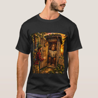 Gone Squatchin Funny Bigfoot Outhouse Watercolor T-Shirt