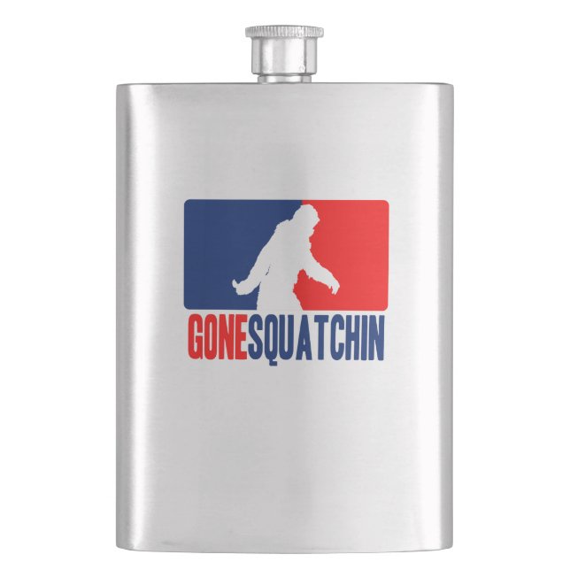Gone Squatchin League Style Hip Flask (Front)