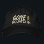 Gone Squatchin - oat tan and light green Embroidered Hat<br><div class="desc">Gone Squatchin.  Oat tan and light green baseball cap. 

 Custom colours available.  Send me a message with what you have in mind. (click contact) above.</div>