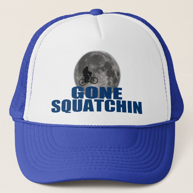 Gone Squatchin Sasquatch On Bike With Moon Hat (Front)