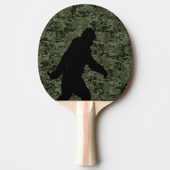 Gone Squatchin Silhouette on Digital Camouflage Ping Pong Paddle (Front)