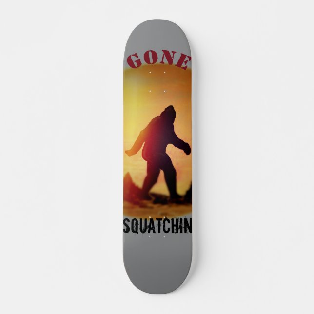 Gone Squatchin Sunset Silhouette Skateboard (Front)