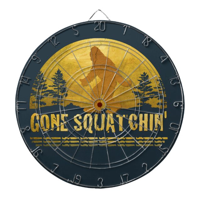 Gone Squatchin' (vintage sunset) Dartboard (Front)