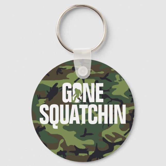 Gone Squatchin - White and Green woth Camo Key Ring (Front)