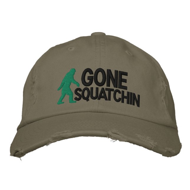 Gone Squatchin with  bigfoot logo Embroidered Hat (Front)