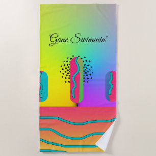 Gone Swimming' Rainbow Geo Mix     Beach Towel