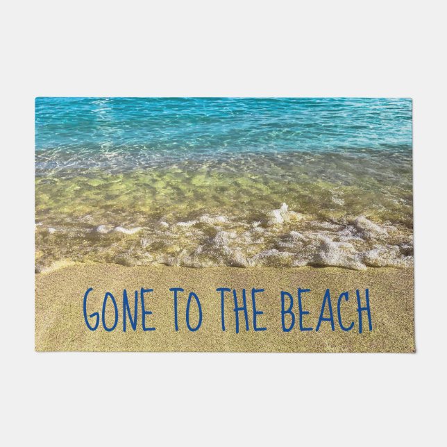 Gone to the Beach with Turqoise Water and Sand Doormat (Front)