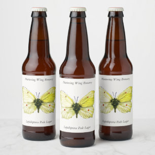 Gonepteryx rhamni - The Common Brimstone Butterfly Beer Bottle Label