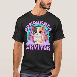 Gonorrhea Survivor Funny Cat Sarcastic Y2K Inappro T-Shirt
