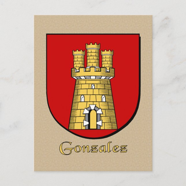 Gonzalez Family Heraldic Shield Postcard (Front)