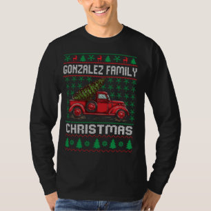 Gonzalez Family Ugly Christmas Sweater Red Truck F