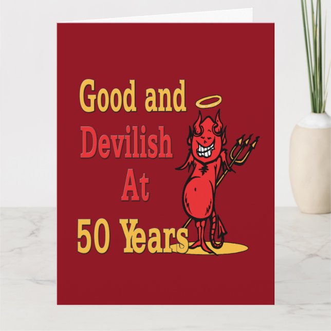 Good and Devilish 50th Birthday Card (Front)