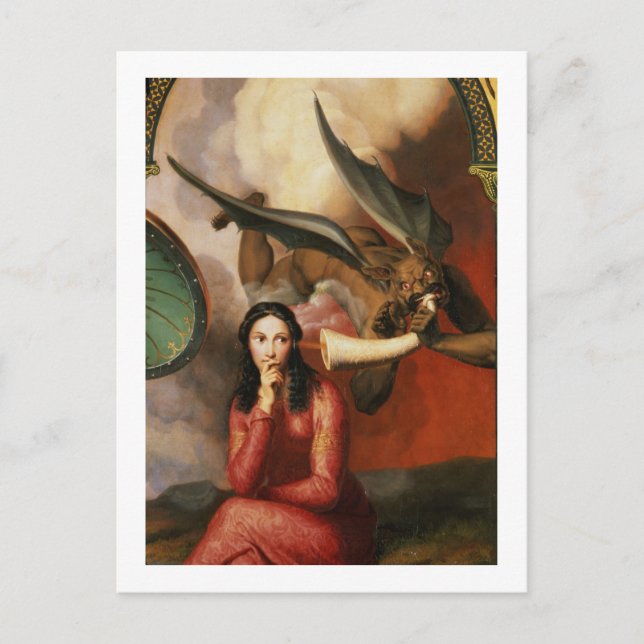 Good and Evil: the Devil Tempting a Young Woman, 1 Postcard (Front)