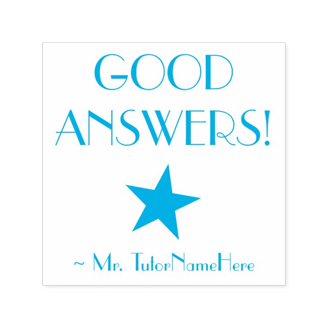 "GOOD ANSWERS!" School Teacher Rubber Stamp (Design)
