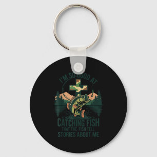 Good at catching fish tell stories camo christian key ring