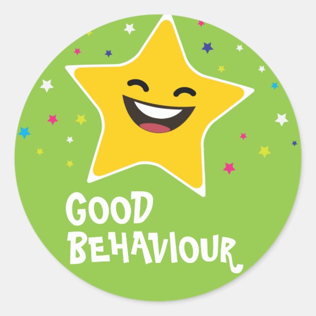 Good behaviour educational classic round sticker (Front)