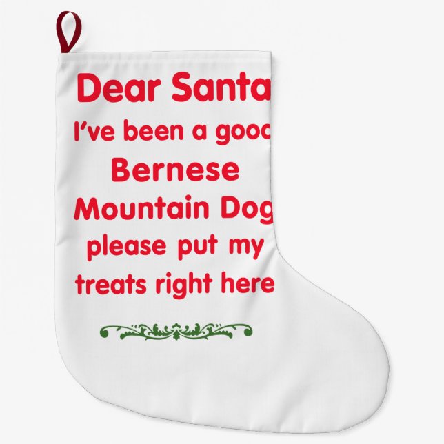good Bernese Mountain Dog Large Christmas Stocking (Front)