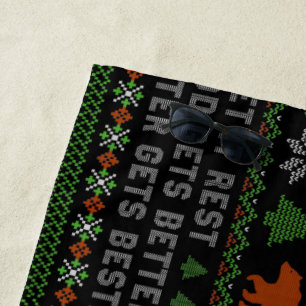 Good Better Best Never Let It Rest Christmas Quote Beach Towel