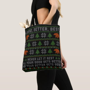 Good Better Best Never Let It Rest Christmas Quote Tote Bag