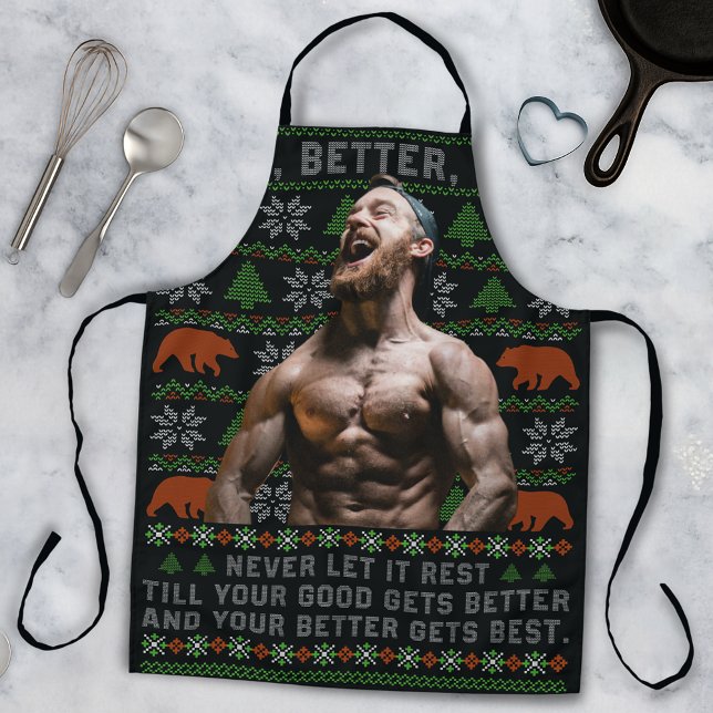 Good Better Best Ugly Christmas Costumize Photos Apron (Creator Uploaded)