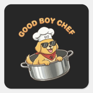 Good Boy Chef Cooking Dog Square Sticker