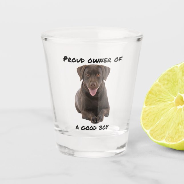Good Boy Chocolate Lab Shot Glass (Front)