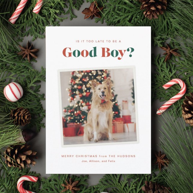 Good Boy Dog Christmas Photo Card (Creator Uploaded)