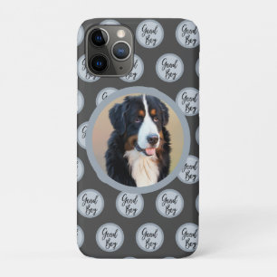 Good boy dog photo text polka dots grey modern Case-Mate iPhone case