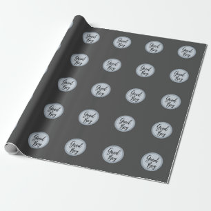 Good boy dog photo text polka dots grey modern  wrapping paper