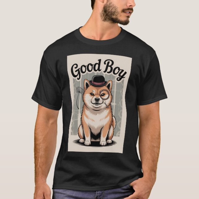 Good Boy Dog with Bowler Hat T-Shirt (Front)