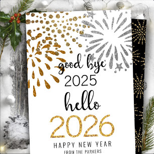 Good Bye 2020 Hello 2021 Festive Fireworks Holiday Card